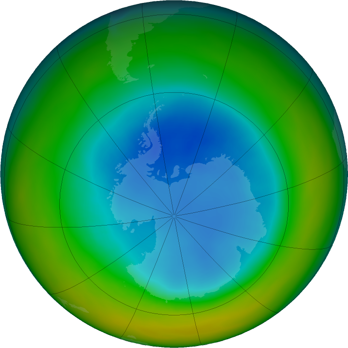 Antarctic ozone map for August 2017